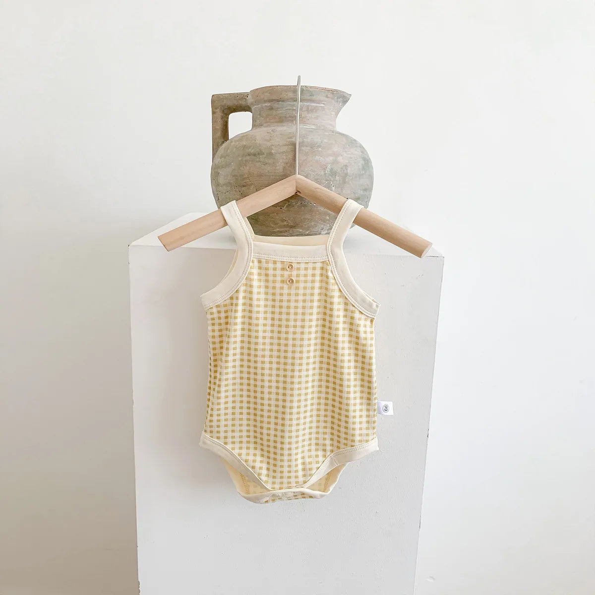 Summer Newborn Baby Girls' Sleeveless Plaid Jumpsuit
