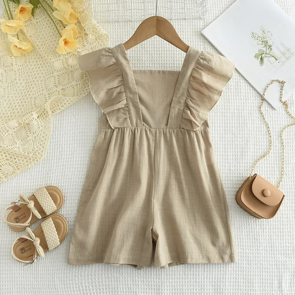 Summer Cotton Girls' Jumpsuit (Adjustable Sleeves)