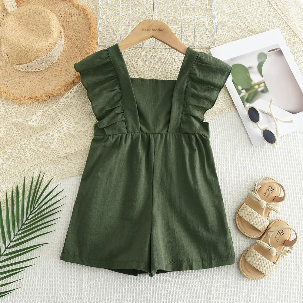 Summer Cotton Girls' Jumpsuit (Adjustable Sleeves)