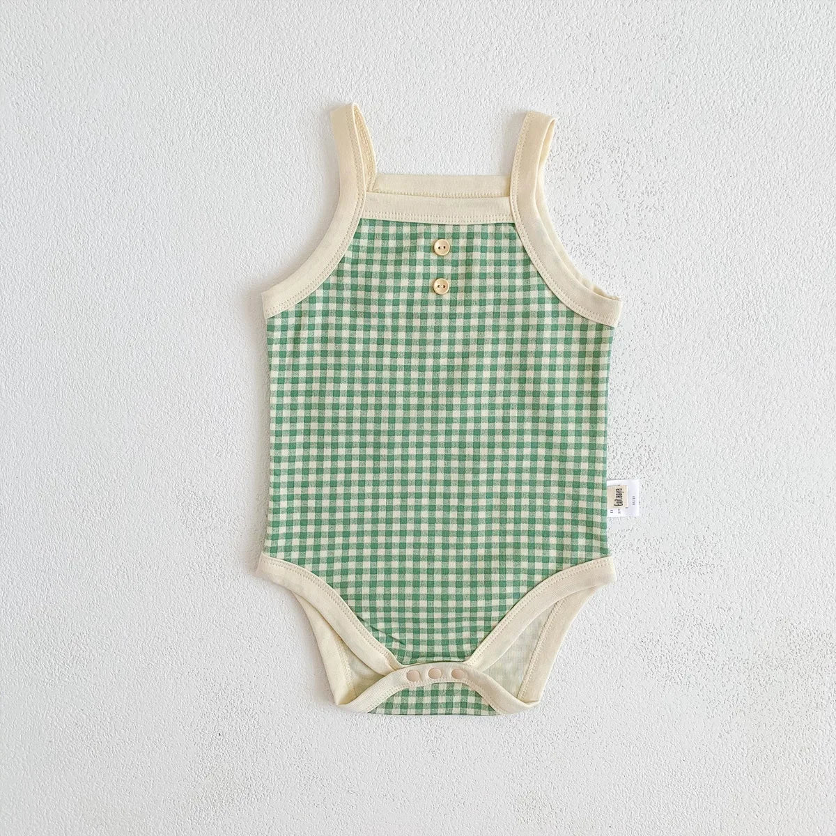 Summer Newborn Baby Girls' Sleeveless Plaid Jumpsuit