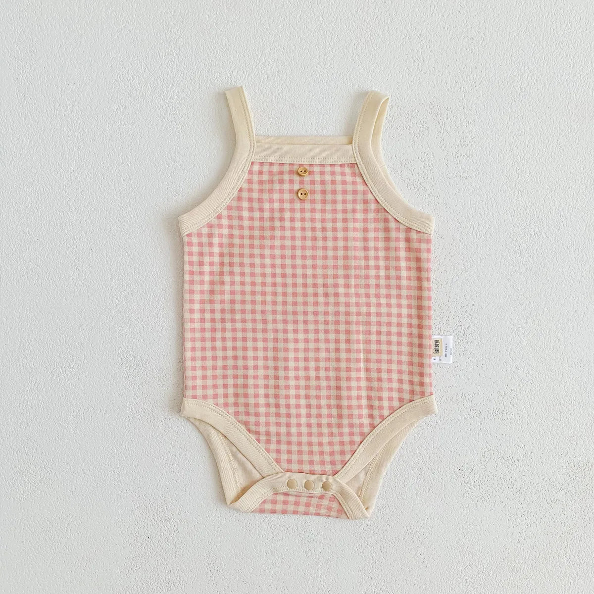 Summer Newborn Baby Girls' Sleeveless Plaid Jumpsuit