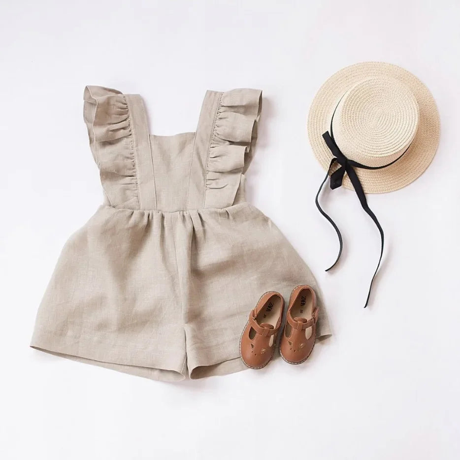 Summer Cotton Girls' Jumpsuit (Adjustable Sleeves)