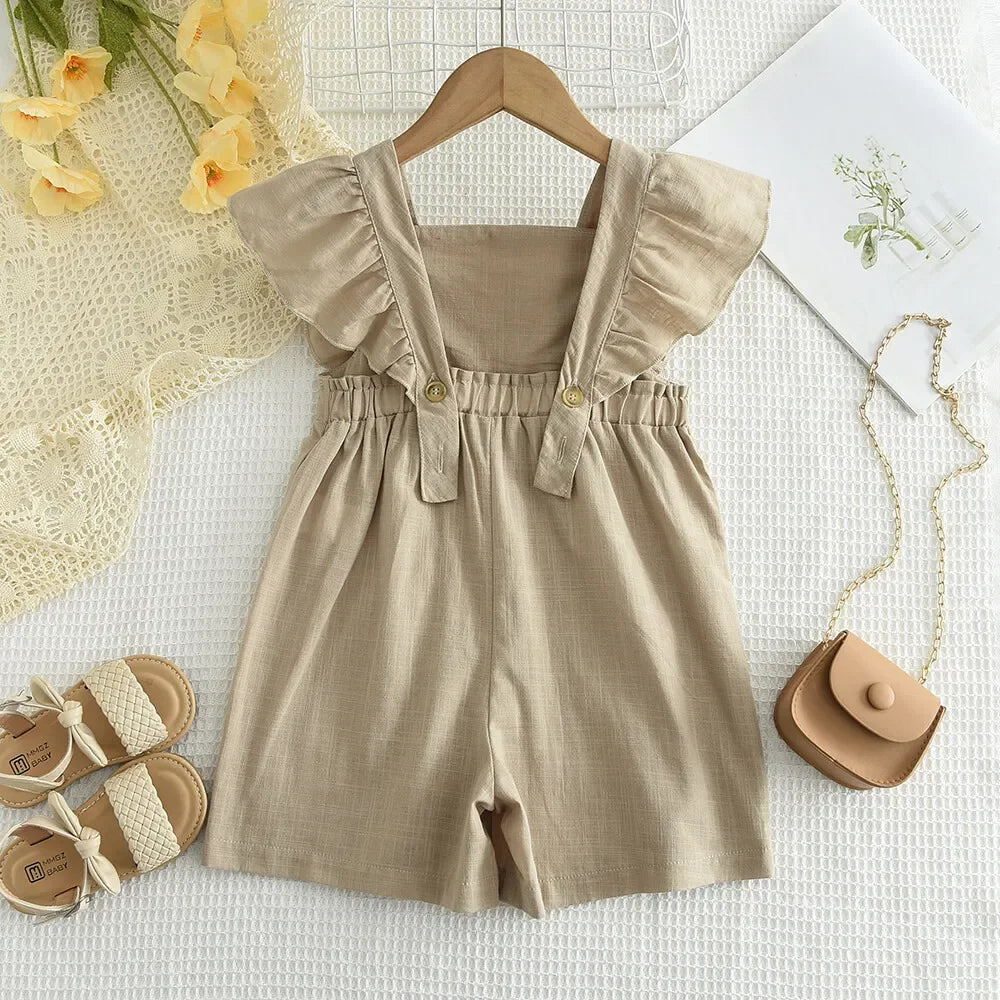 Summer Cotton Girls' Jumpsuit (Adjustable Sleeves)