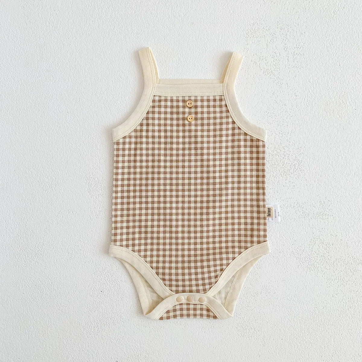 Summer Newborn Baby Girls' Sleeveless Plaid Jumpsuit