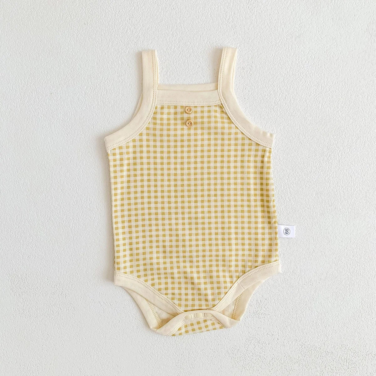 Summer Newborn Baby Girls' Sleeveless Plaid Jumpsuit