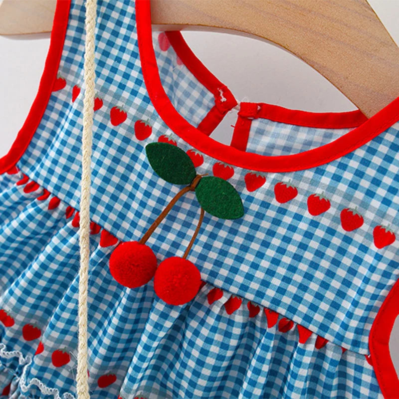 2 Pcs Baby Girl's New Summer Dress with Sleeveless Round Neck