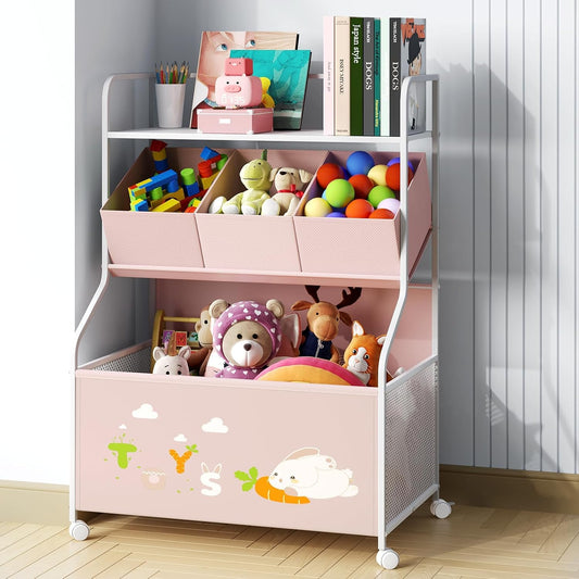 BBLIKE Large Toy Storage Organizer with Wheels for Children