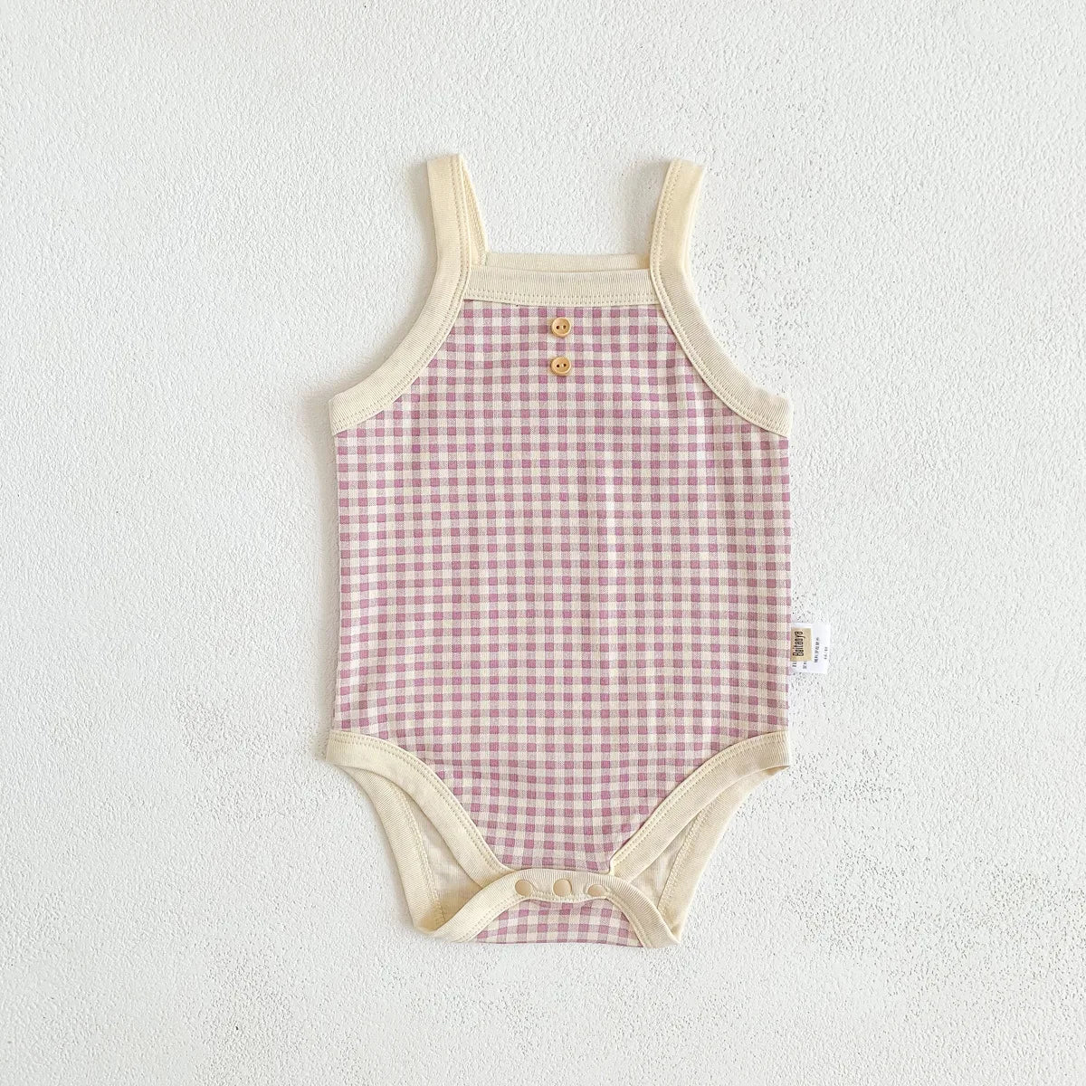 Summer Newborn Baby Girls' Sleeveless Plaid Jumpsuit